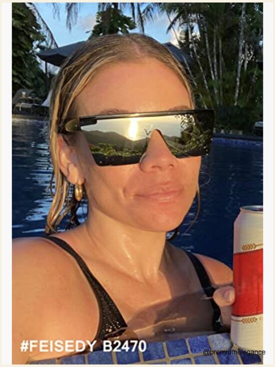 Oversized Flat Top Square Trendy Visor Sunglasses UV400 Protection Unisex